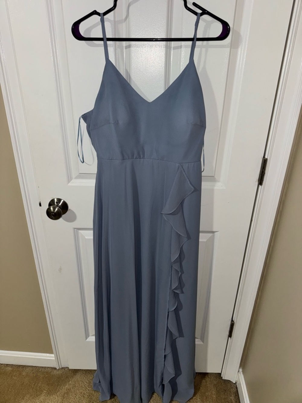 Birdy Grey Theresa Spaghetti-Strap Wedding Bridesmaids Dress in Dusty Blue - Picture 3 of 4